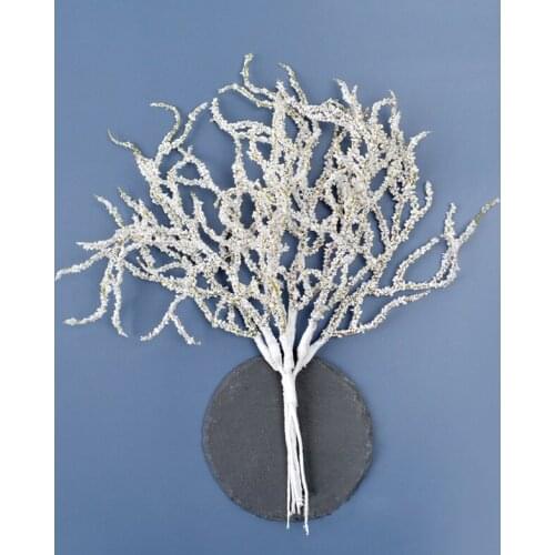 1 Bundle White Grass Snow Pine Branch Simulation Flowers Artificial Plant Wedding Ornament Party Supply Christmas Decor