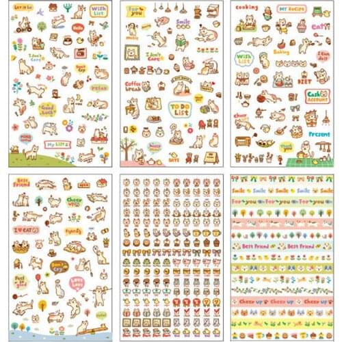 Korean Stationery Cute Cat DIY Diaries Transparent Decorative Sticker Entry Stationery Office Supplies for Students