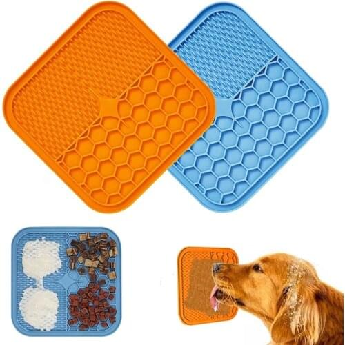 Mat For Dogs Cats Slow Food Bowls New Pet Dog Feeding Food Bowl Silicone Dog Feeding Lick Pad Dog Slow Feeders Treat Dispensing