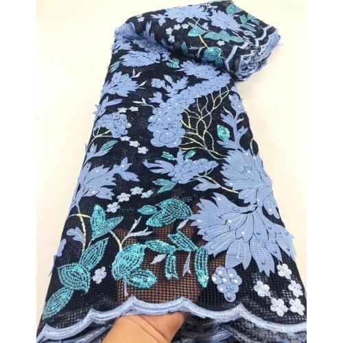 Sequined Lace Fabric 2021 African Tulle Lace Fabric Embroidery African French Lace And Sequins For Nigerian Wedding Dress D4243