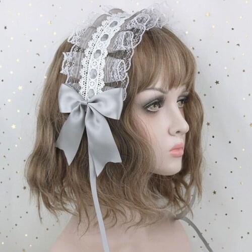 Japanese Lolita Hair Accessories Lace Ribbon Headdress Sweet Hair Band Headband Bowknot Headwear Cosplay Costume Decoration