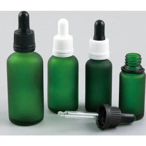 5ml 10ml 15ml 20ml 30ml 50ml 100ml Refillable Frost Green Glass Eye Dropper Bottle for Essential Oil Use 12PCS