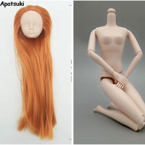 Gold Hair DIY Soft Practice Makeup Head For 1:6 Doll Head For 1/6 BJD Dolls Practicing Head Without Make Up Doll Accessories Kid