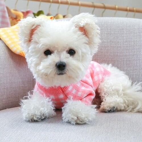 2021 New Dog Warm Clothes Winter Pet Knitwear Plaids Sweater Soft Fleece Sweaters Dogs Cats Coat Winter Cold Weather Cotton Coat