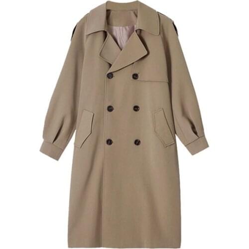 2021 New British Style Windbreaker Womens Woolen Mid-Length Coat Streetwear Winter Womens Clothing New Trend