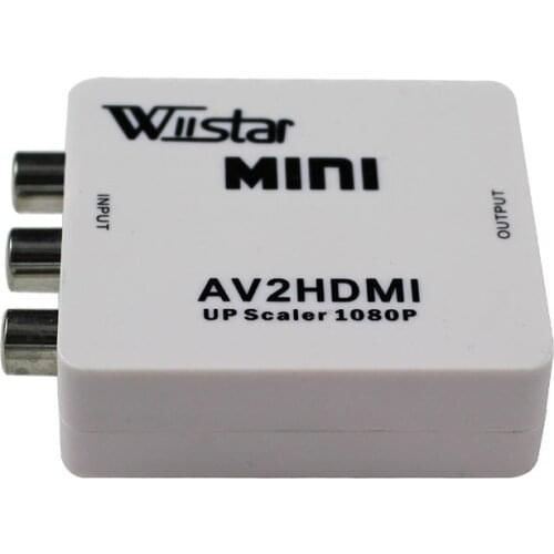 Wiistar Free Shipping RCA AV to HDMI Converter Adapter Mini Composite CVBS to HDMI AV2HDMI Converter in Retail Package 1080P
