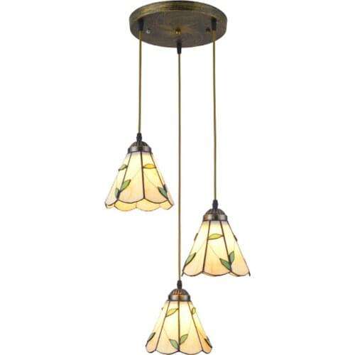 Tiffany Dining Room Pendant Light European Restaurant Bar Counter Pendant Lamp American Country Rustic Balcony Hanging Lamps