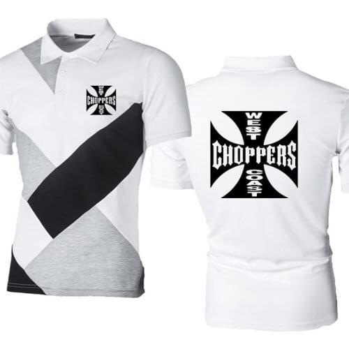 Summer Mens polo shirt Rock music West Coast Choppers Printed Harajuku lapel-neck Casual Cotton Short Sleeve Mens short sleeve