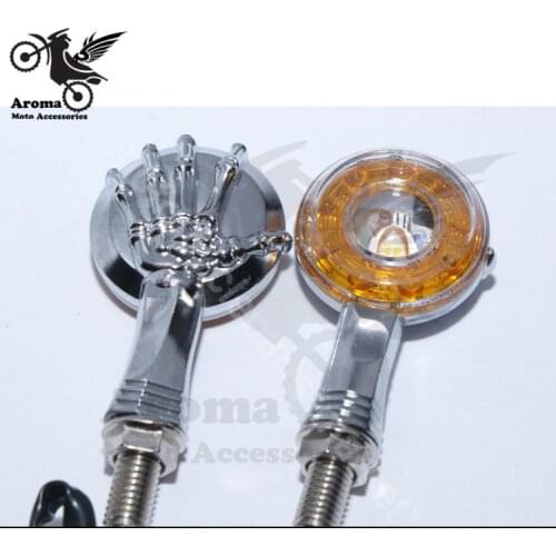 Silver skeleton hand bone round ghost moto turn signal light dirt pit bike accessories scooter flashers motorcycle turn signals