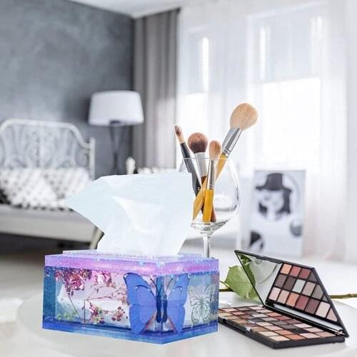 MLGB Resin Molds Silicone for Tissue Holder Square Molds for Epoxy Resin Casting Jewelry Makeup Storage Home Decoration