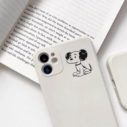 Japan Cartoon line dog Liquid silicone Phone Case For iPhone 11 12MINI 7 8 Plus X XR 12 Pro XS Max Soft Edge Shockproof Capa