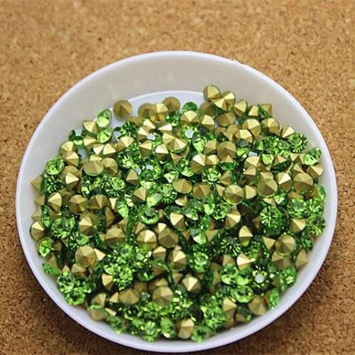 SS16 4mm Peridot Pointback Rhinestones Glass Strass Chaton Stones for DIY Jewelry Clothing Crafts Clothing Decoration