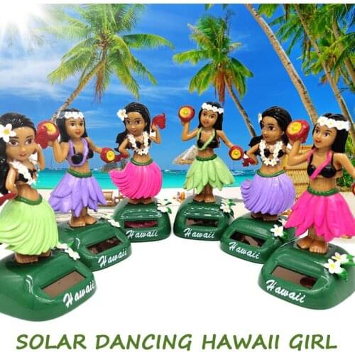 1PC Fashion Hawaii Girl Car Solar Powered Dancing Animal Swinging Animated Bobble Dancer Car Decoration Toy 6 Styles