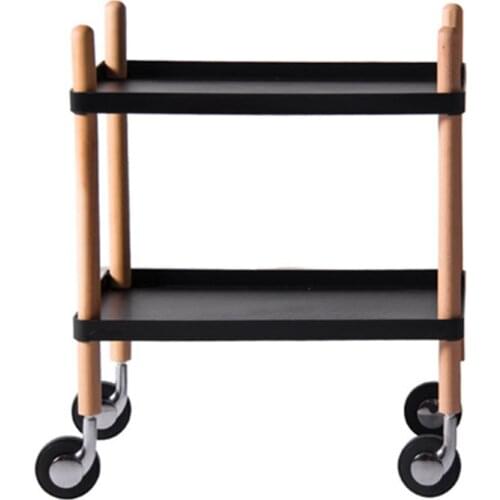 Kitchen Islands Trolleys Kitchen Furniture Home Furniture Plastic+Solid Wood Shelf Trolley Cart Kitchen Cart table XLAZ