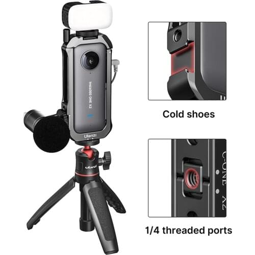 Ulanzi Instal 360 One X2 Metal Cage Case Protective Housing Frame with Extend Cold Shoe for LED Light Microphone Vlog Case