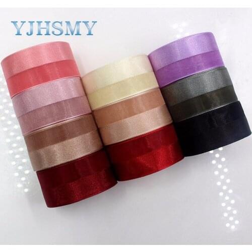 YJHSMY I-181109-204,5yards/lot,25mm solid Satin+yarn ribbon DIY handmade bow headdress gift wrap birthday wedding decoration