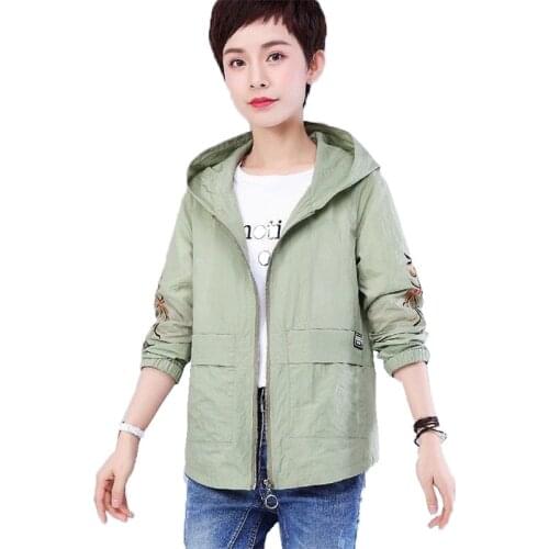 Women Sun Protection Clothing Large Size Embroidery Short Coat 2021 Breathable Sun Clothing Female Summer Loose Zipper JacketA18