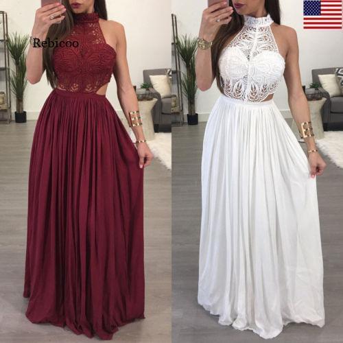 Women Summer Boho Casual Long Maxi Chiffon Dresses Evening Party Dress Sundress New