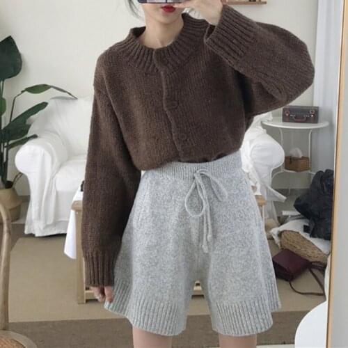 Bella Philosophy Wonder 2020 new Elastic Knitted Shorts Women Warm Casual High Waist Shorts Loose Chic Streetwear Korean Bottoms