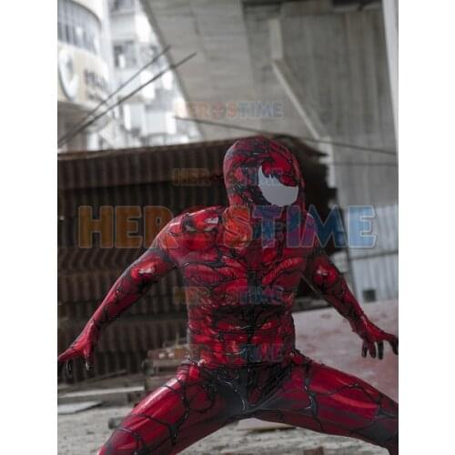 Carnage Costume with Male Muscle Shade Cosplay Costume 3D Print Spandex Zentai Bodysuit Suit Halloween Costume for Party
