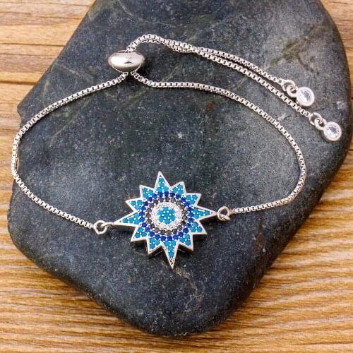 Hot Selling Fashionable Flowers Copper CZ Adjustable Bracelet Zircon Crystal Rhinestone Jewelry For Women Girls Fine Present