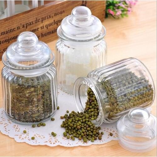 1PC Glass Bottles Flower Tea Food Storage Bottles Sealed Cans Glass Storage Jars JR 1099