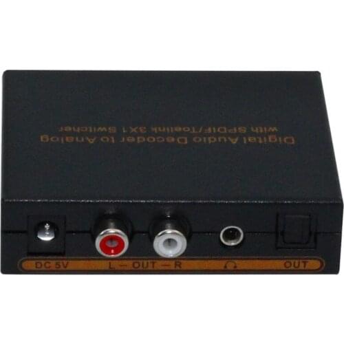 10 PCS Digital Audio Decoder to Analog with SPDIF/Toelink 3 in 1 Switcher 3 SPDIF/Toelink Input 1 SPDIF&Earphone&R/L Output