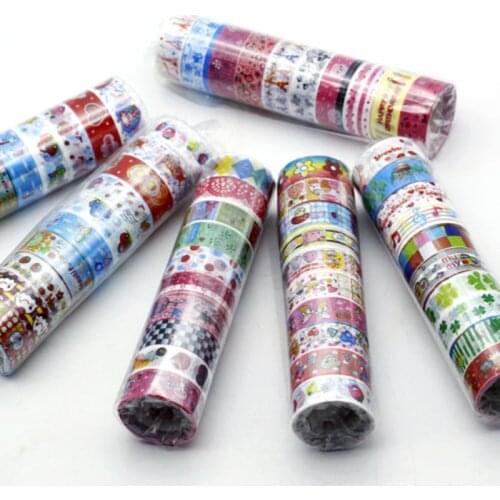 10pcs Cute Cartoon Adhesive Tapes Decorative Washi Tape DIY Craft Tool 1.5cm*3m Used To Decorate Diaries And Handmade