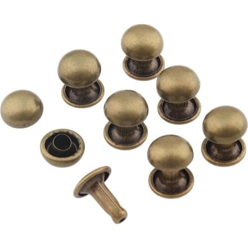 100set Antique bronze Metal Double Cap Rivet Nail Spike 10*8mm Stud Rivets for DIY Set Sew for Bag Shoes Leather Accessory