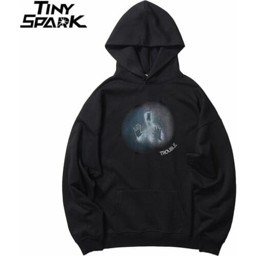 2020 Hip Hop Hoodies Sweatshirt Streetwear Trouble Print Men Harajuku Hoodie Pullover Winter Fleece Cotton Loose Sweatshirts