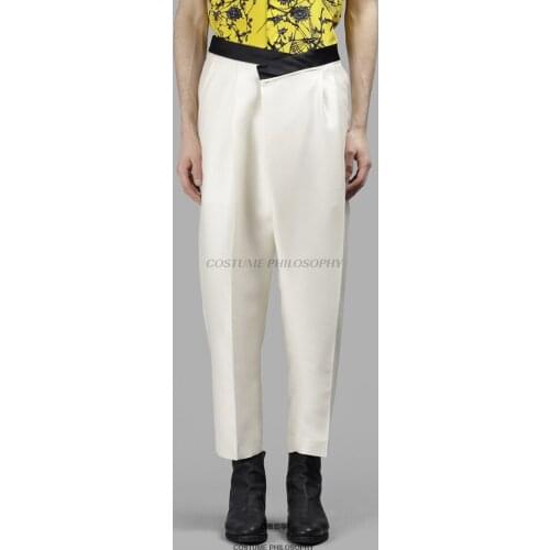 27-44 2017 Mens clothing GD Hair Stylist fashion Catwalk white causal pants costume plus size costumes