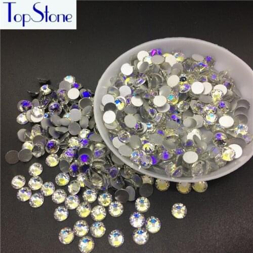 Topstone Night Sky Color ss3-ss20 Round Flat Back Nail Art Stones 3D Glass Crystals Glue On Non Hotfix Rhinestones