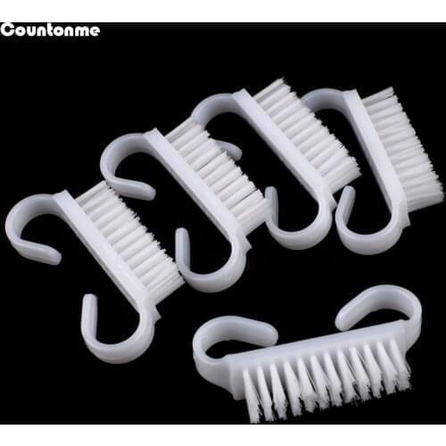 50Pcs/lot Plastic Nail Cleaning Brush Powder Soft Remover Dust Nail Brush Cleaner White Handle Manicure Care Makeup Tools