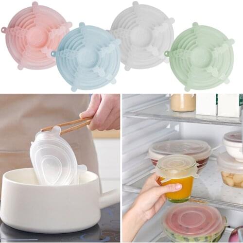 6PCS Silicone Stretch Cover Lid Kitchen Universal Silicone Reusable Food Bowl Cover Durable Heat Resisting Silicone Stretch Lids