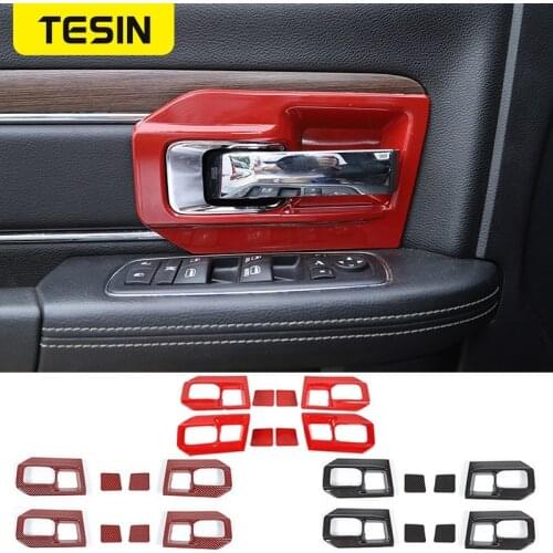 TESIN Interior Accessories for Dodge RAM 1500 Car Inner Door Handle Bowl Decoration Cover Stickers for Dodge RAM 1500 2011-2017