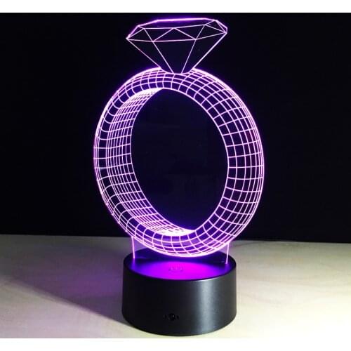 Bluetooth phone connected box creative diamond ring 3D stereo discoloration visual touch LED lamp with decorative table B05