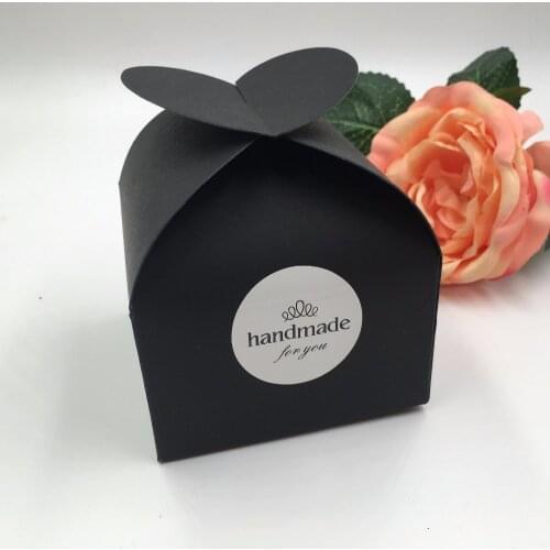 30pcs/lot black gift boxes with free stickers kraft wedding candy box paper packing boxes blank handmade boxes for baking/candy