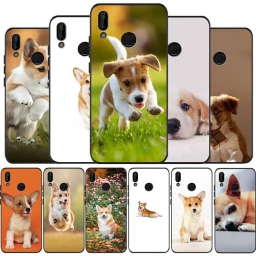 Corgi dog black soft Phone Case for huawei P40 P30 P20 P10 Pro lite P9 Lite nova 4E 6SE Psmart 2019 Y6 9 Prime