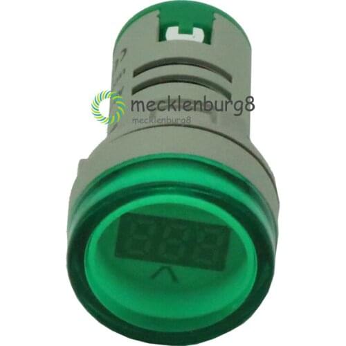 22mm Digital LED Display Caliber Volt Voltmeter Voltage Meter Indicator Alarm T90 AC 60V-500V AC60-500V 0-50A green DIY