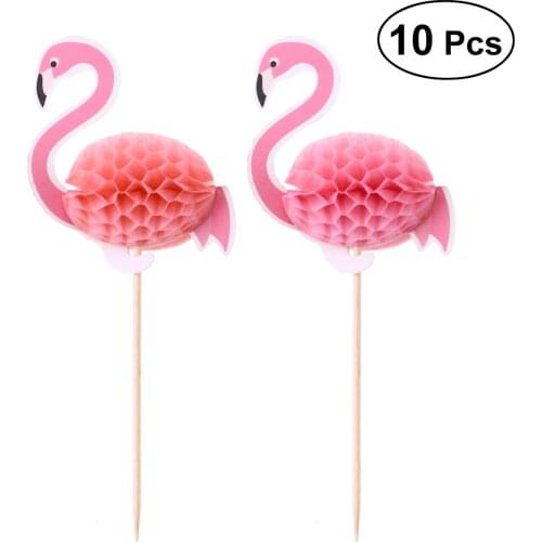Hawaii 3D Flamingo Cake Topper Cake Picks Cake Decoration for Tropical Summer Hawaii Party