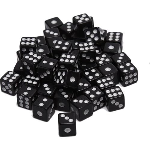 New 50 PC Dices 8mm Plastic White Gaming Dice Standard Six Sided Decider Birthday Parties Board Game