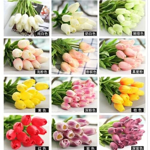20PCS Tulip Artificial Flower Real Touch Artificial Bouquet Fake Flowers Home Garden Decoration Wedding Birthday Party Supplies