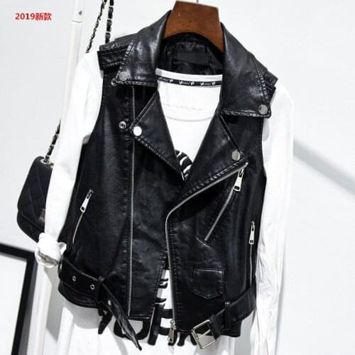 2021 Black Sleeveless Pu Leather Jackets Winter Jacket Women Belt Vest Motorcycle Jacket Waistcoat Vest Plus Size 4XL Y185