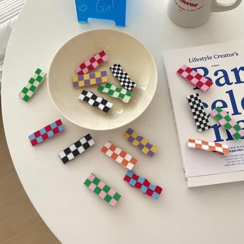 Harajuku Colorful Resin Geometric Hair Clips Hairwear New Fashion Hair Accessories for Women 2021 Cute Irregular Grid Hair Pins