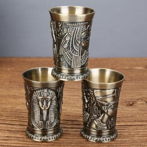 Creative Metal Vintage Egyptian Wine Glass Liquor Household Small Personalized Cocktail One Sip Metal Cup Tea Cups