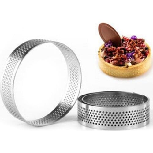 Tart Circle Mold DIY Tart Ring Mold Corrosion Resistance Hollow-out design Reusable French Mousse Cake Baking Ring for Dessert