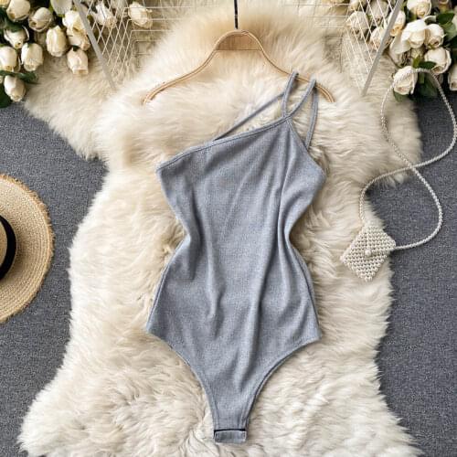 Summer Womens Irregular Sleeveless T-shirts Elastic Sheath Tank Bodysuits Womens Slim Camisole Jumpersuits Tees