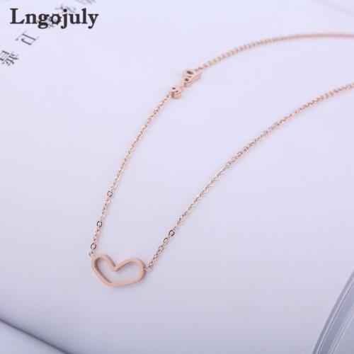 Hot Sale Titanium Steel Heart Pendant Necklaces For Women Engagement Wedding Necklace Accessoeries Jewelry Gift DropShipping