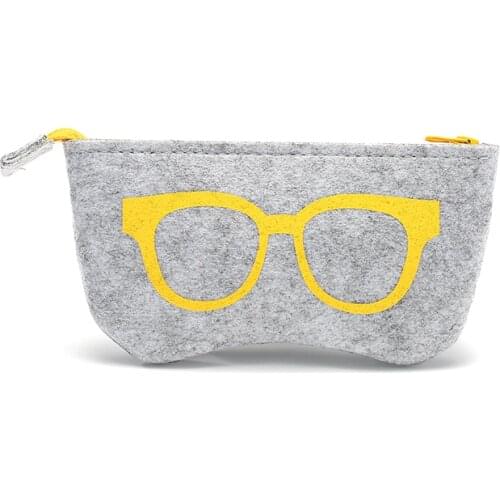Fashion Zipper Felt Glasses Bag Convenient easy to carry Case Cute cartoon box Popular Sun Glasses Case