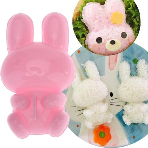 2Pcs/Set DIY Sushi Making Kit 3D Cartoon Rabbit Rice Roll Ball Mold Kits DIY Sushi Maker Bento Mould Tool Kitchen Accessories